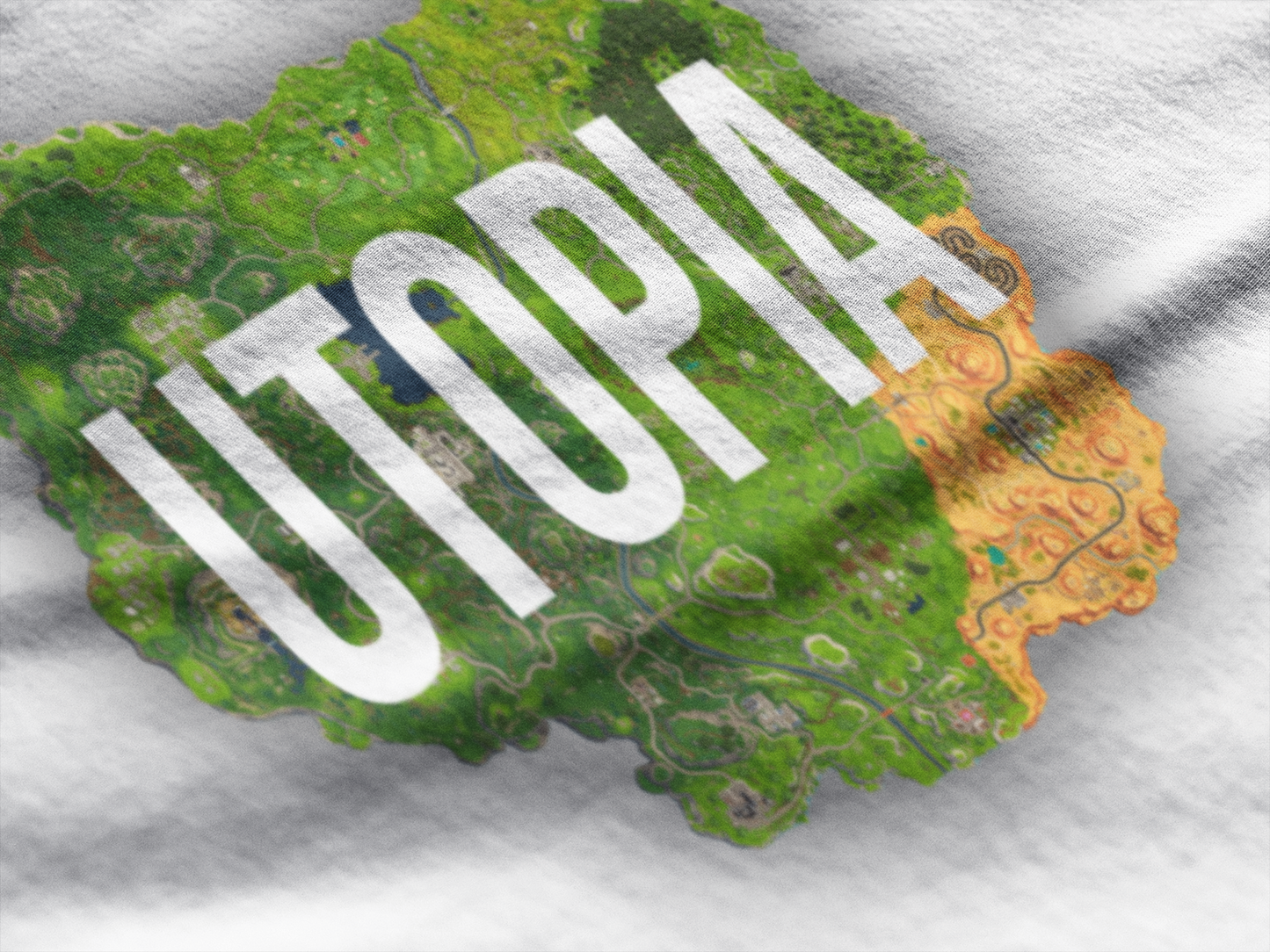 Utopia Fortnite Map Text Inside of Map Graphic Tee