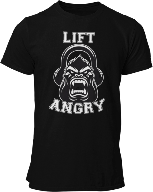 Lift Angry - Kettlebell workout motivation gym shirt