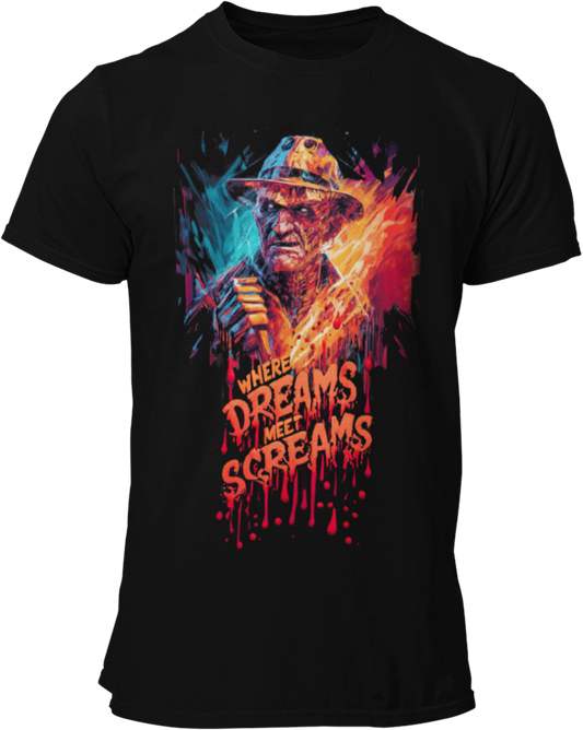 Halloween Freddy Kreuger Where Dreams Meet Screams Custom DTG Printed T Shirt