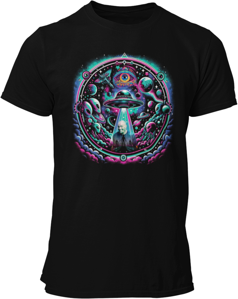 Alien Psychedelics Joe Rogan Experience Podcast UFO Fan Art JRE custom dtg printed  graphic t shirt