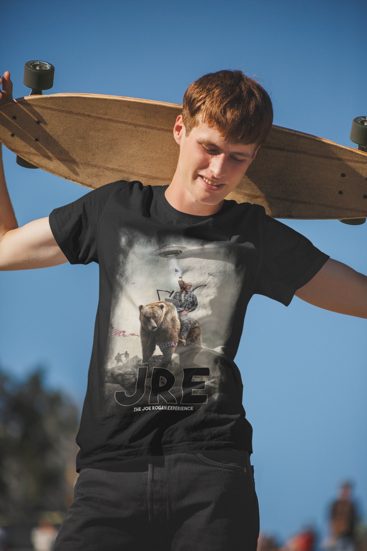 JRE Bear Podcast custom dtg printed Joe Rogan Experience graphic t shirt