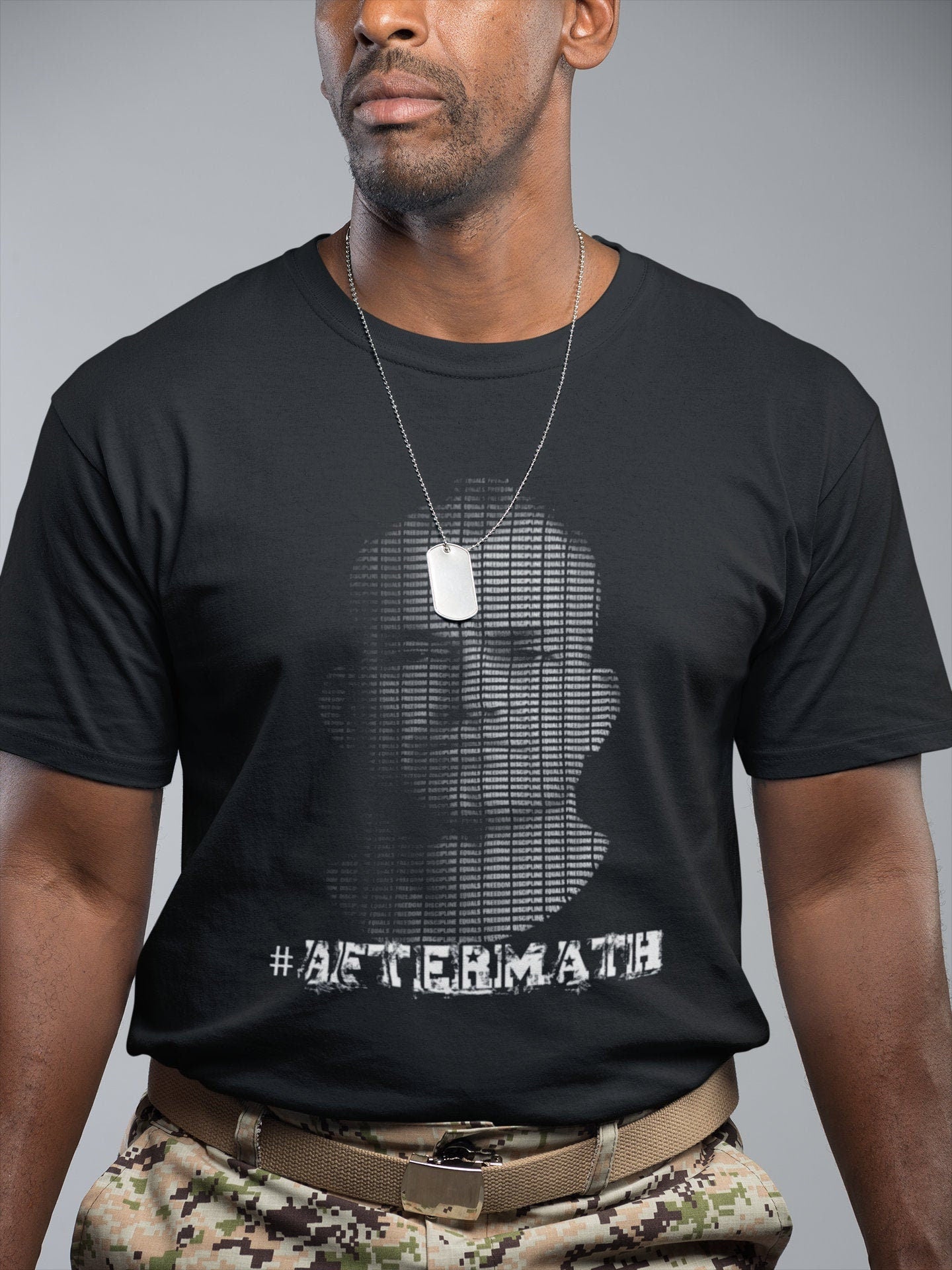 Discipline Equals Freedom Jocko Text Portrait #aftermath - Jocko Willink Inspired Navy Seal Army Graphic T Shirt