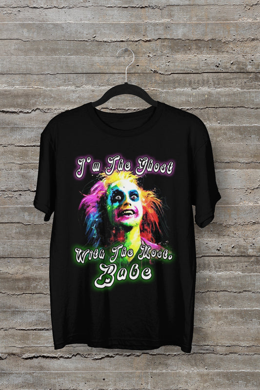 Halloween Beetlejuice "Im the ghost with the most, babe"  Retro Vintage 80s style Custom DTG Printed T Shirt
