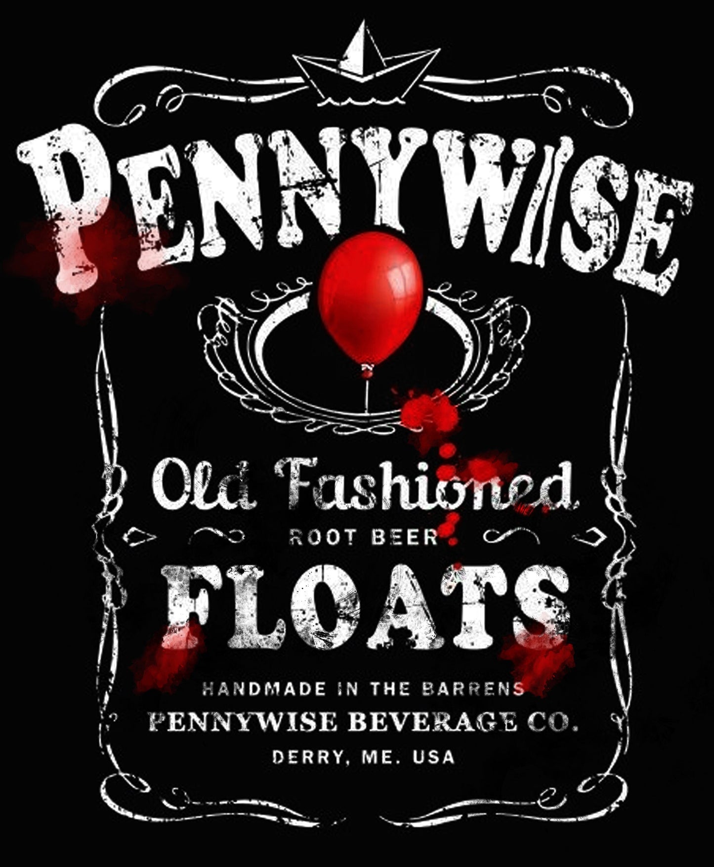 Halloween Pennywise IT FLOATS vintage style Custom DTG Printed T Shirt