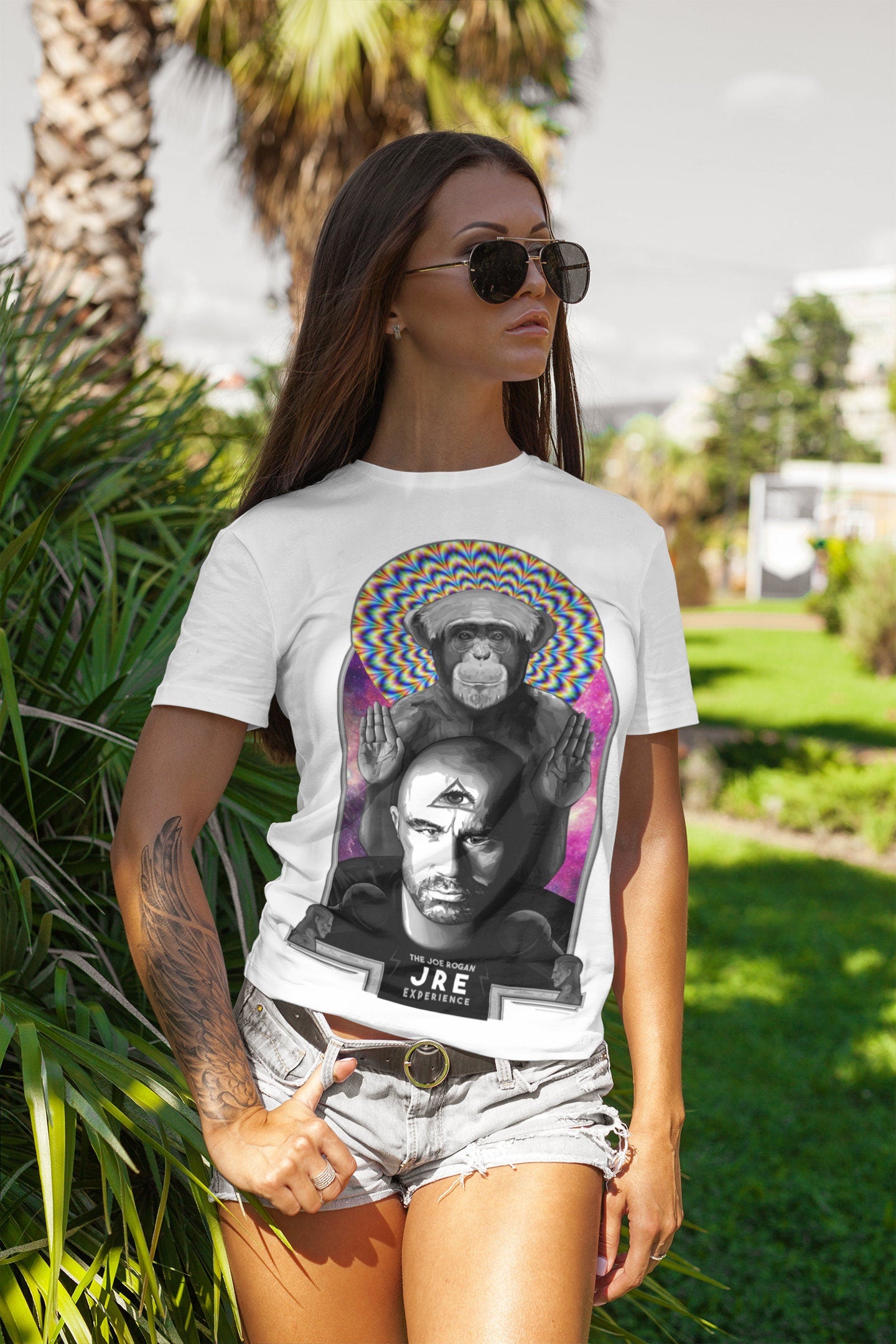 Joe Rogan JRE Podcast Psychedelic Monkey Custom DTG Printed t shirt