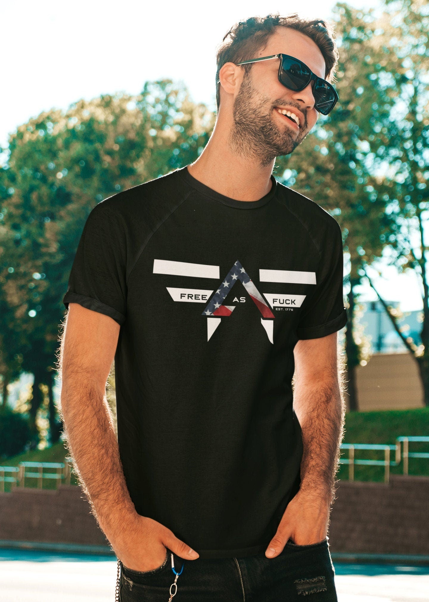FREE AS F*CK est 1776 American Graphic T Shirt