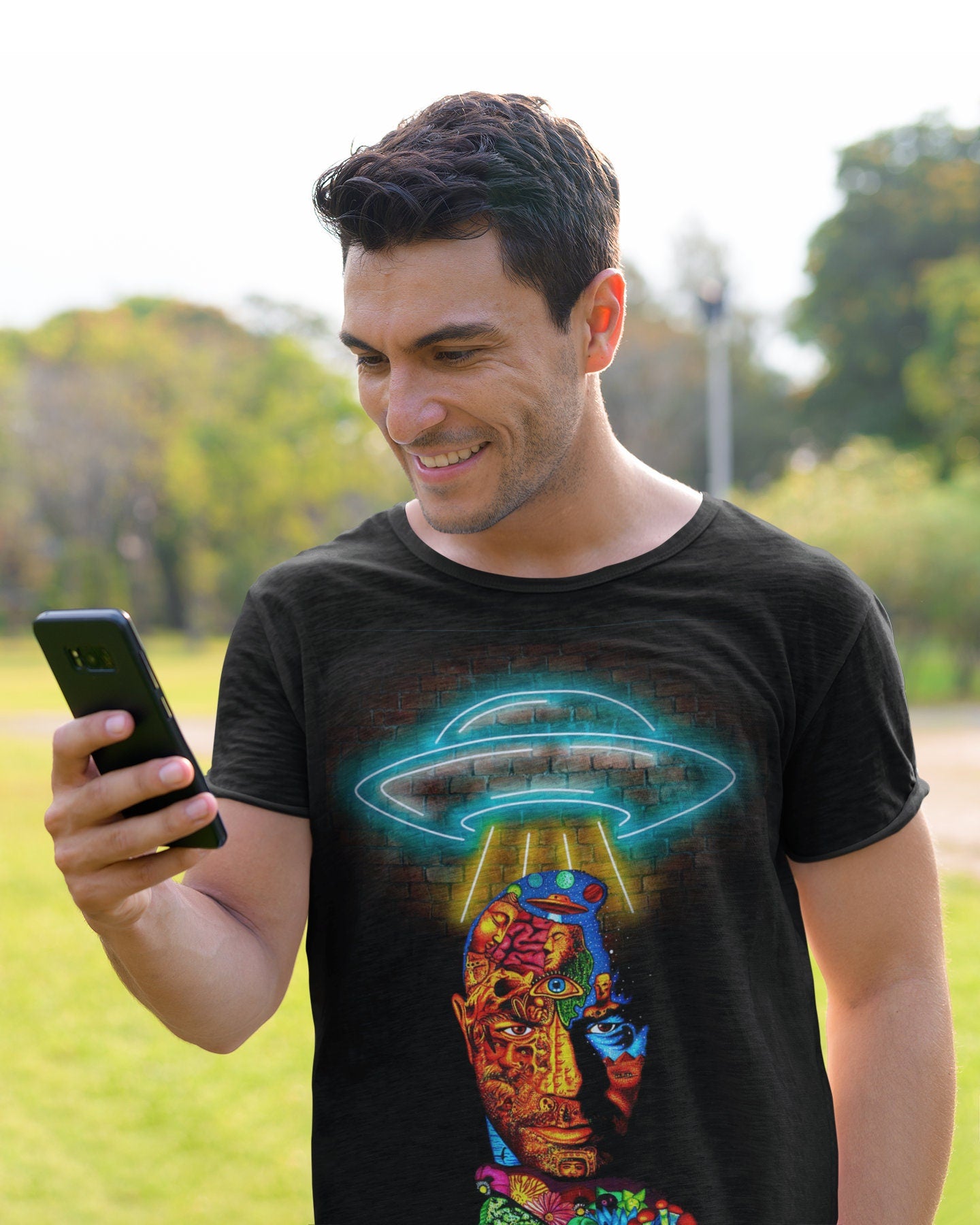 UFO Fan Art JRE Podcast custom dtg printed  graphic t shirt