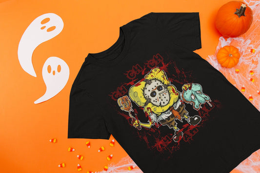 Halloween Spongebob Squidward Jason Vorhees Funny DTG Printed T Shirt