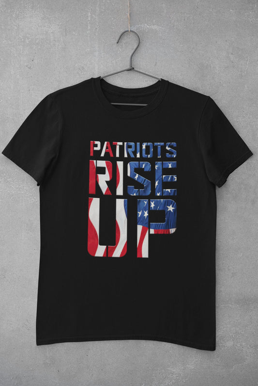 Patriots Rise Up - American Flag Patriotic DTG Printed Graphic T Shirt