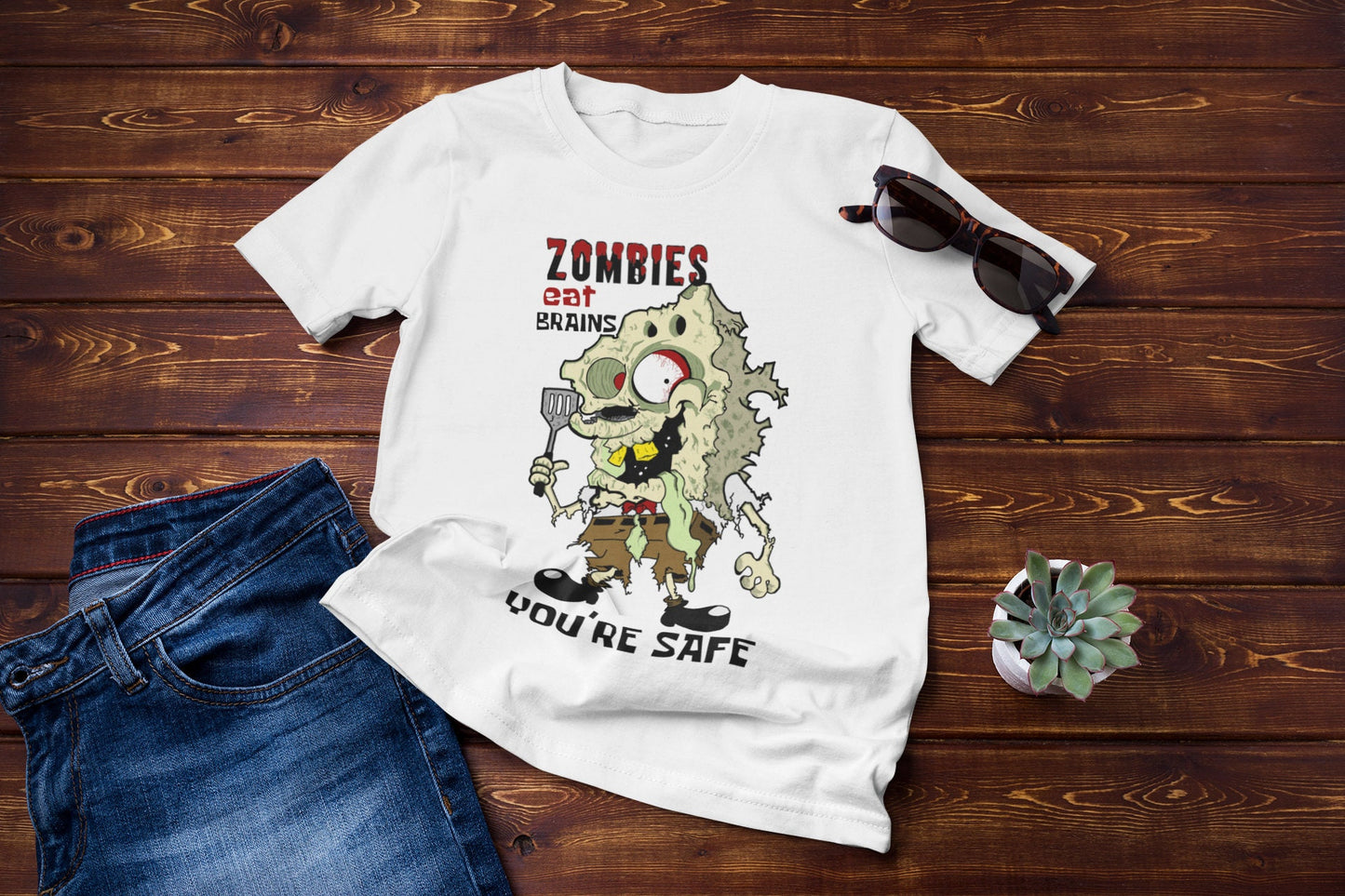 Halloween Spongebob Zombie Eat Brains Funny DTG Printed T Shirt
