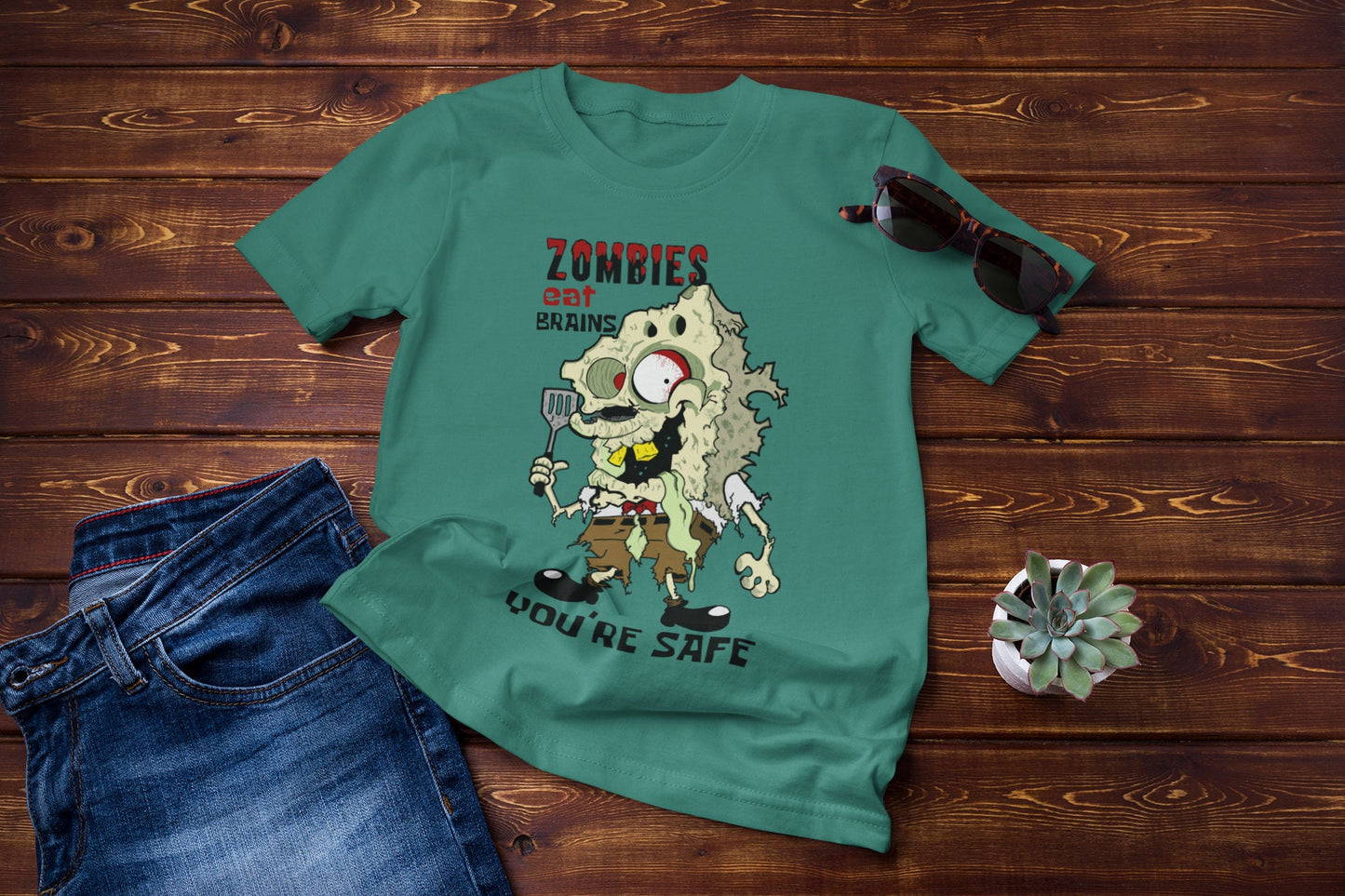 Halloween Spongebob Zombie Eat Brains Funny DTG Printed T Shirt
