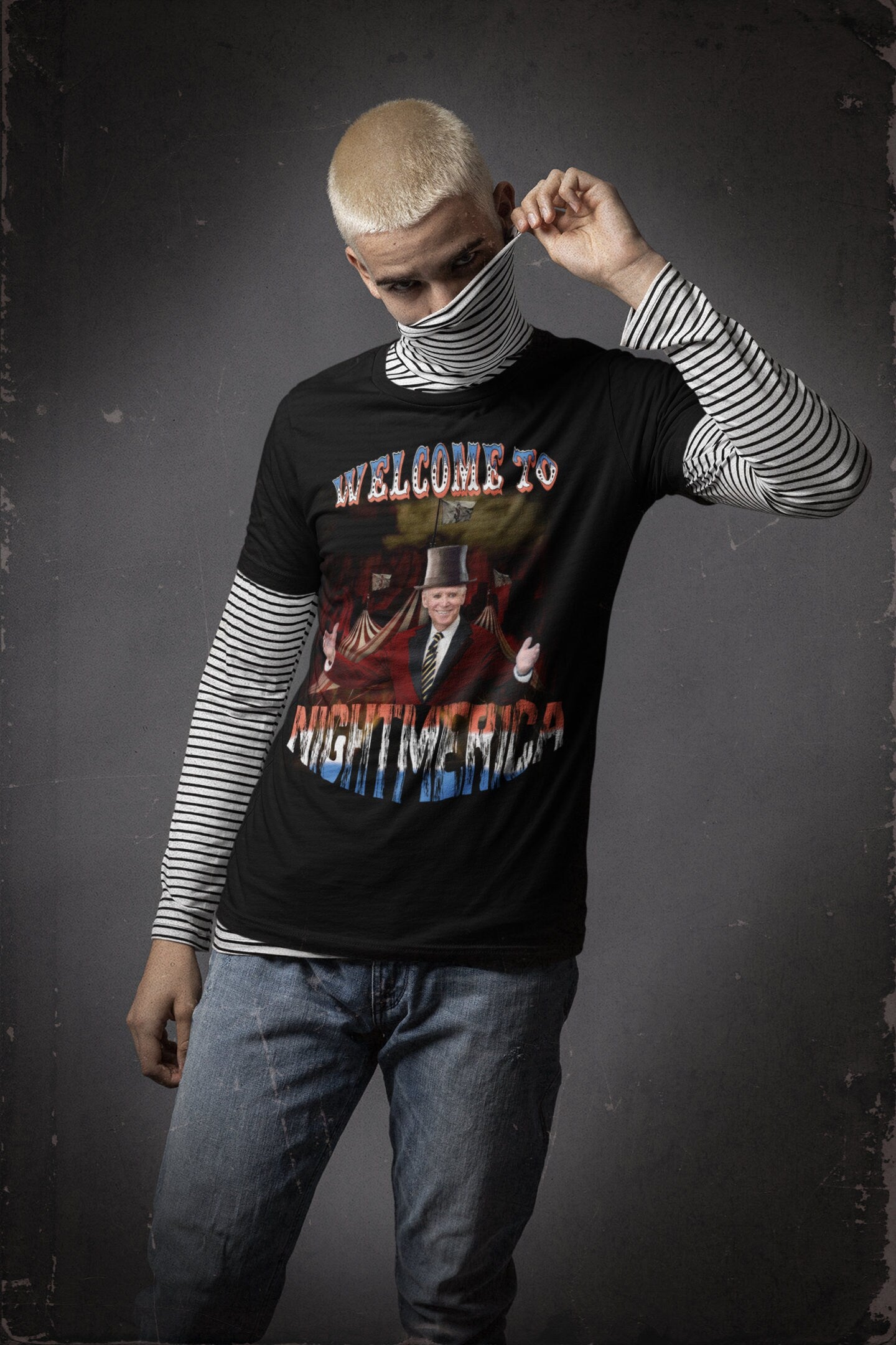 Welcome to Nightmerica - JOE BIDEN Circus - Custom Graphic DTG Printed Cotton T Shirt
