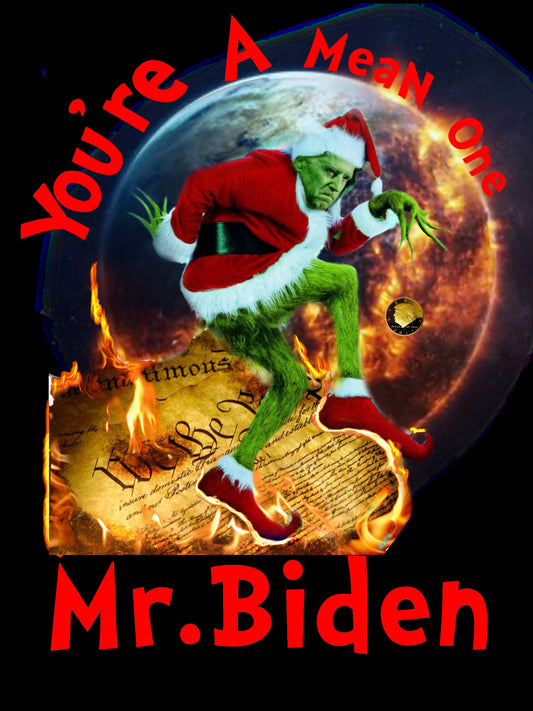 You're a Mean One Mr. Biden Constitution and world on fire - PNG Digital Download for print
