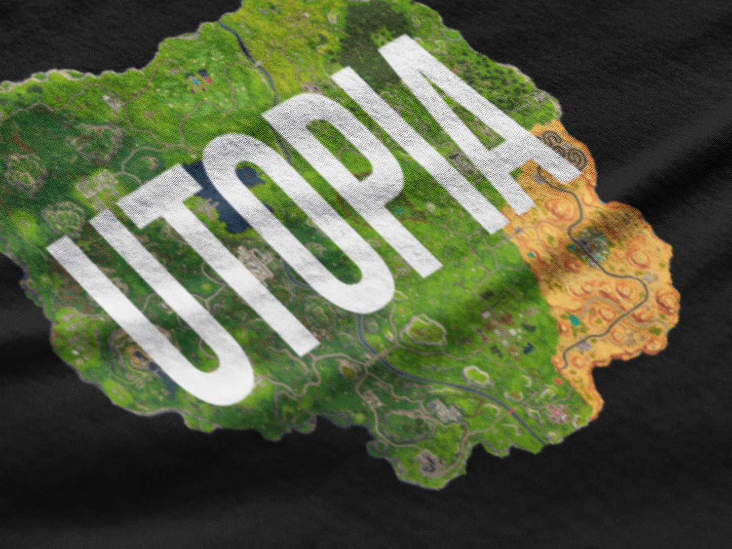 Utopia Fortnite Map Text Inside of Map Graphic Tee