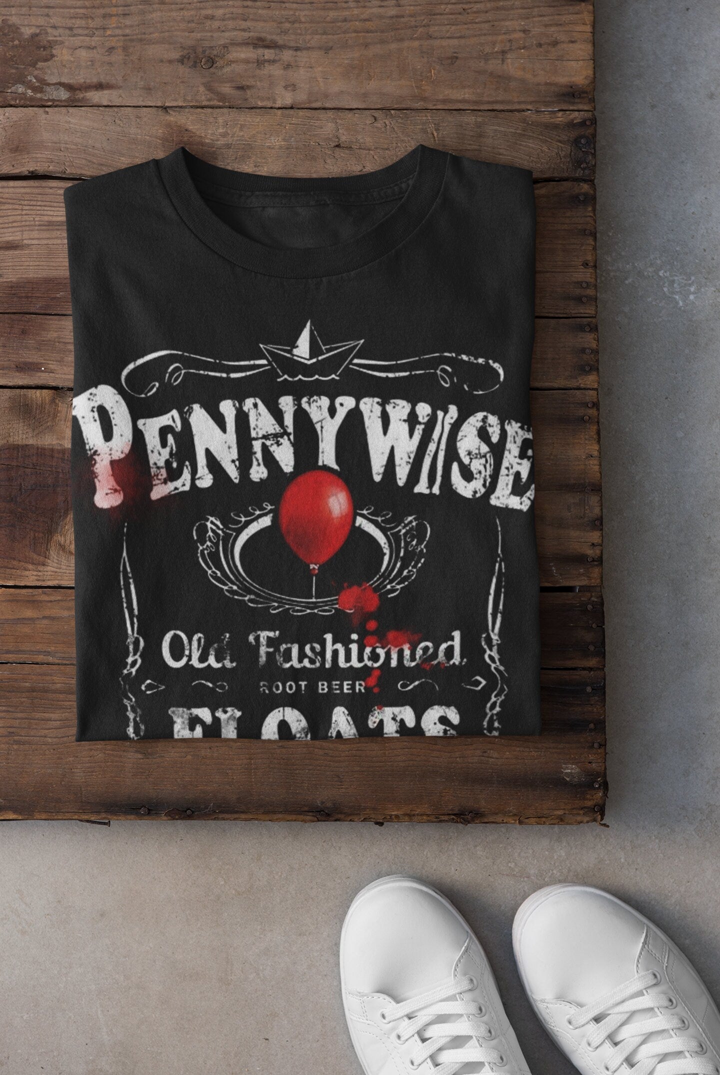 Halloween Pennywise IT FLOATS vintage style Custom DTG Printed T Shirt