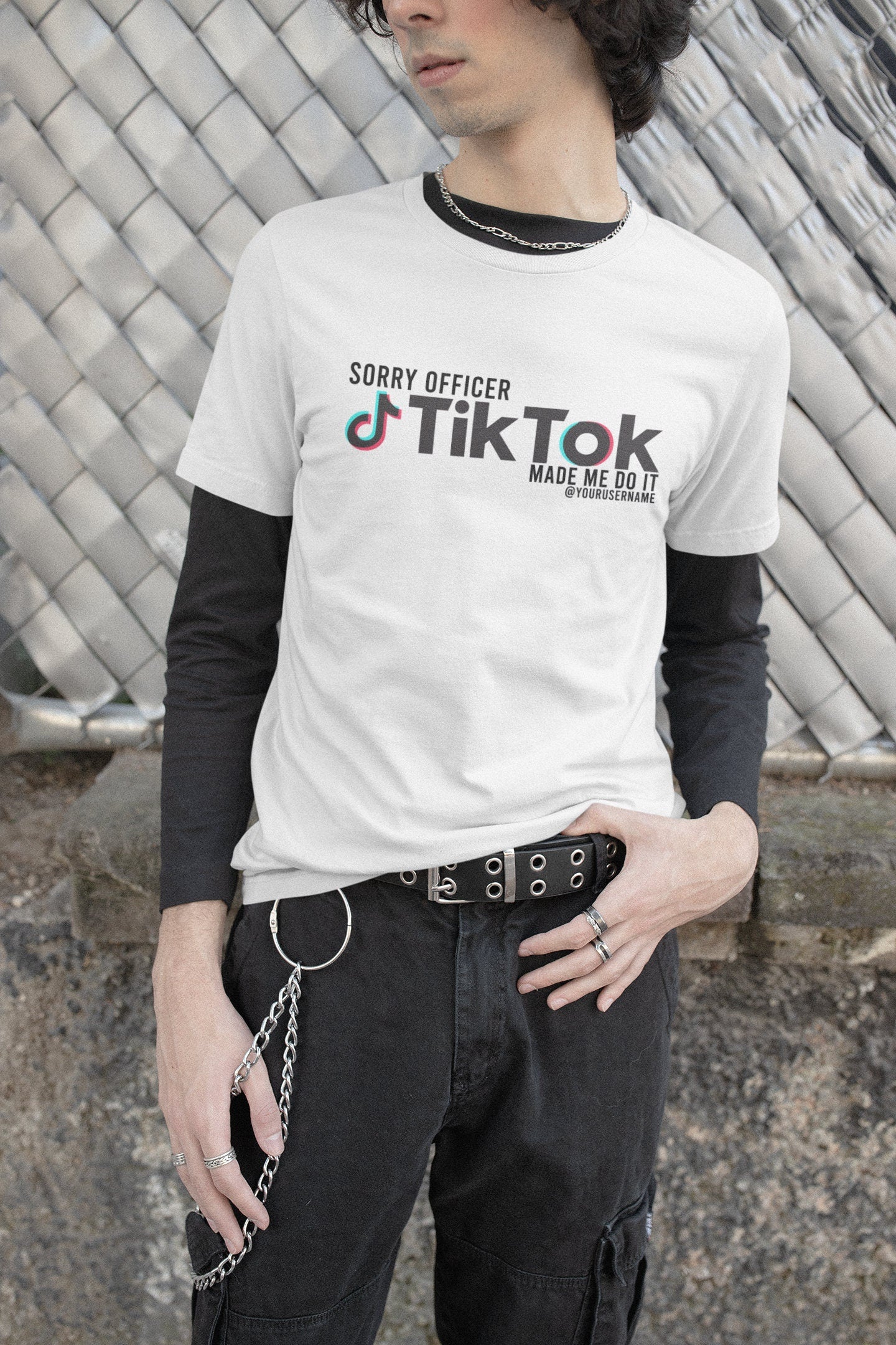 Sorry Officer, TikTok Made Me Do it - Customizable Fun Mens and Womens Graphic T Shirt