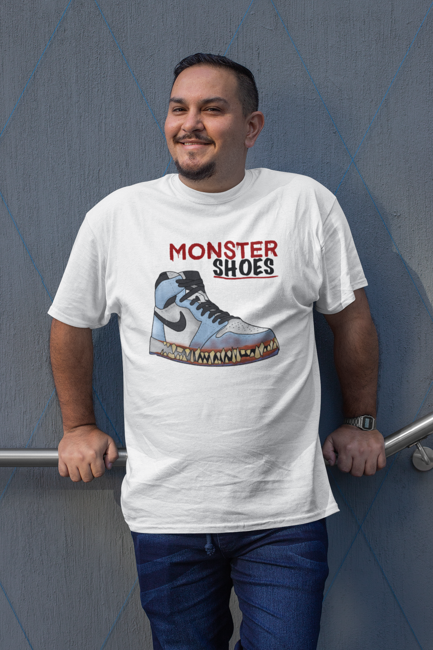 Jordan 1 Stylized "UNC Blue" Inspired Monster Shoe T-Shirt