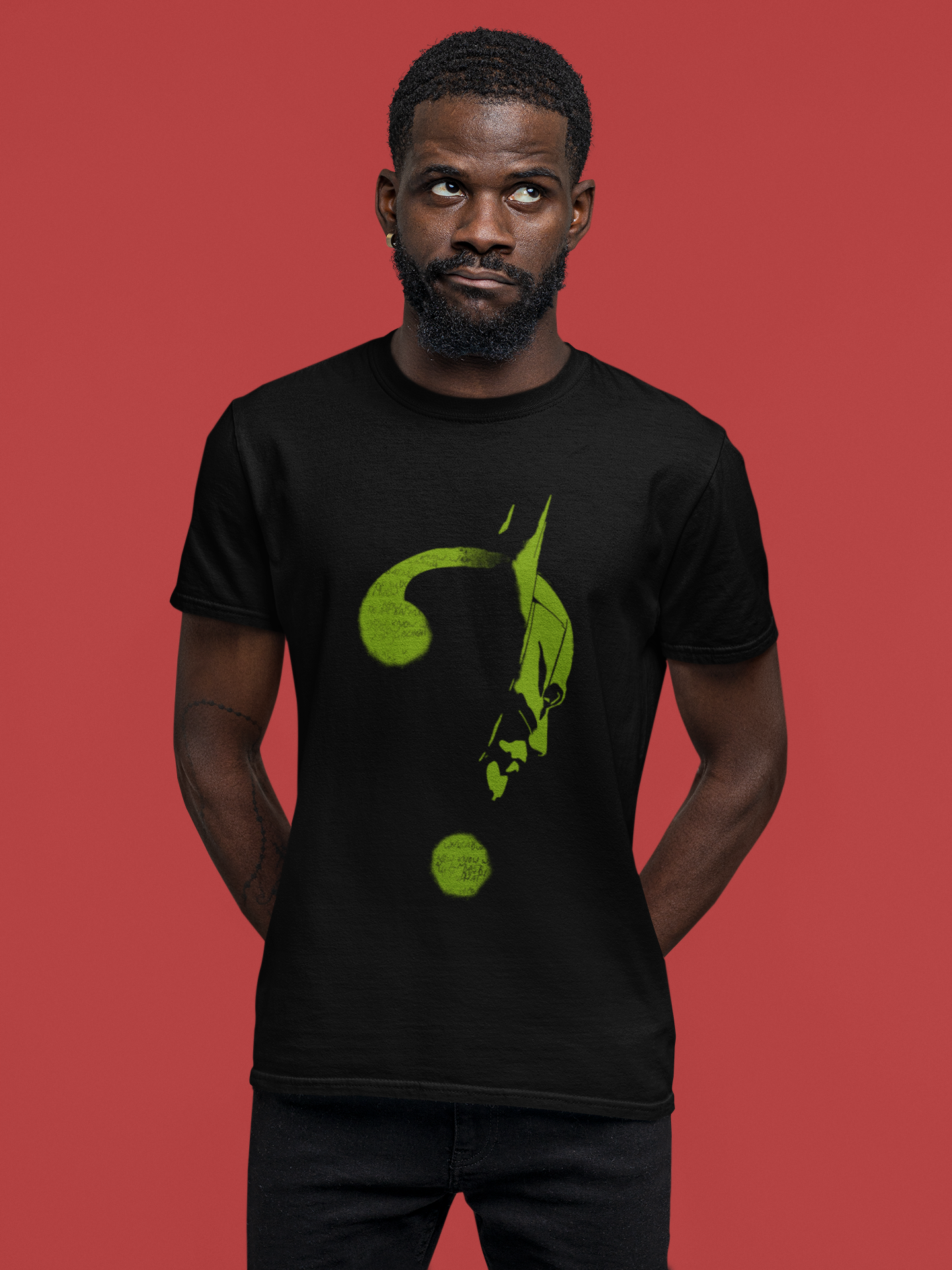 THE RIDDLER Question Mark The Batman (2022) Movie Mens and Womens Black Graphic T Shirt